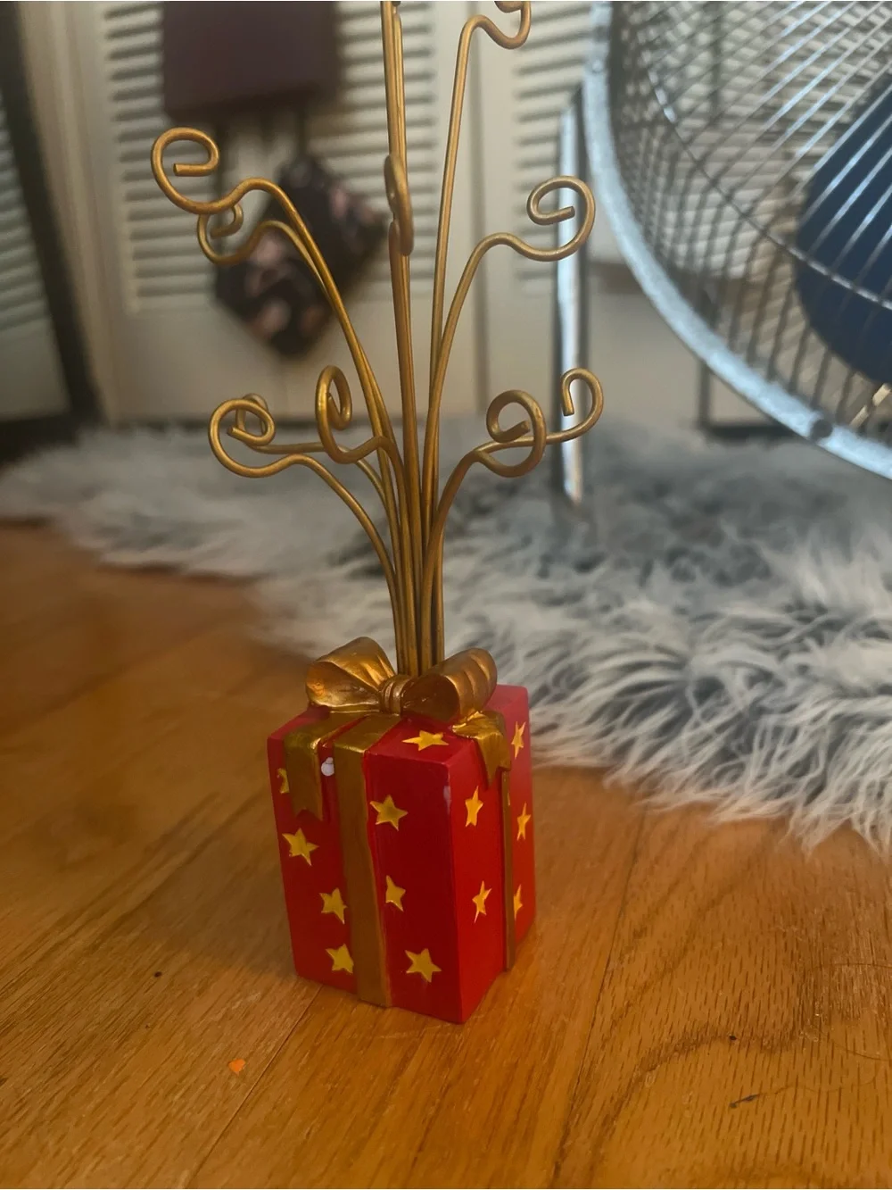 Festive Red & Gold Mini Gift Tree Ornament